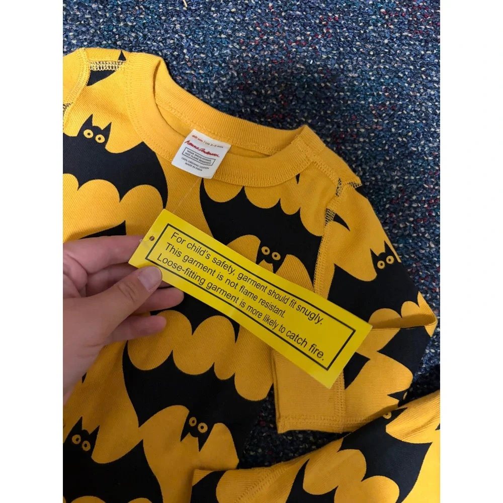 Hanna Andersson Yellow Black Bat Organic Cotton Pajama Set 3-6 Months NEW